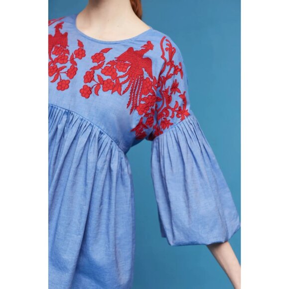 Hemant & Nandita Lianna Embroidered 100% Cotton Blouse Size Small - Picture 8 of 10